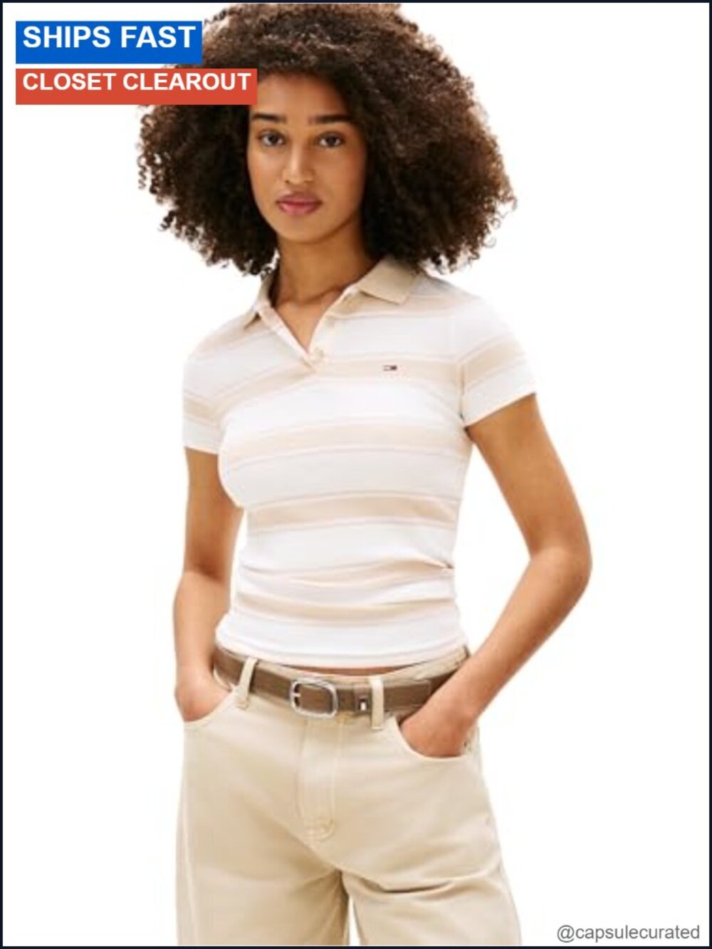Women's Slim Fit Ribbed Cotton Short Sleeve Collared Polo Shirt